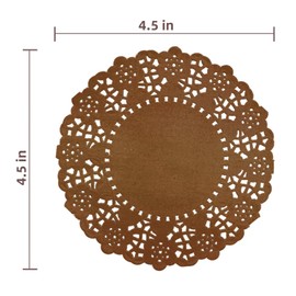 200PK Brown Paper Lace Doilies Disposable Placemat Round Decorative Paper Placemats, for Parties,DIY Crafts