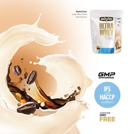 Maxler Maxler Ultra Whey Protein - 24 g Protein pro Portion - Reines Whey Protein Pulver - Molkenprotein-Konzentrat, Molkenprotein-Isolat, Molkenprotein-Hydrolysat - Mit BCAA - Latte Macchiato - 900g