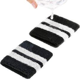 WILLBOND 6 Pieces Wrist Sweatbands Sports Wristbands for Football Basketball, Running Athletic Sports (Black with White Stripe)