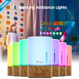 Exqline 1500ml Large Aroma Essential Oil Diffuser - Unique Aromatherapy Humidifier for Large Room (Wood Grain)