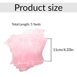 Tabanzhe 5 Yards Iridescent Ruffle Trim Fabric – Pleated Organza Ribbon Lace Fabrics for Dress,Costume,Crafts,DIY Sewing Decorations,Jellyfish Style Sheer Trimming(Pink)
