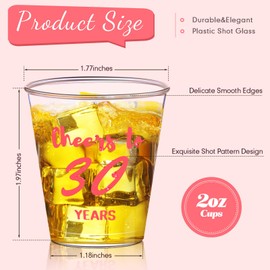 Zubebe 100 Pieces Cheers to 30 Years Shot Glasses 2 oz Disposable Cups, Birthday Party Favors for Her and Him Women Men Anniversary Wedding Decorations