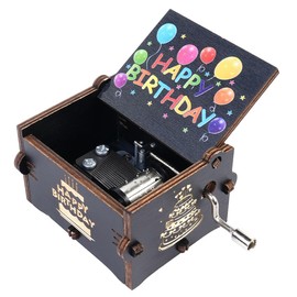 ieron Wooden Vintage Hand Cranked Music Box Presents for Girlfriend Girls Valentine Wedding Anniversary Romantic Gift for Ladies Fiancee,Black