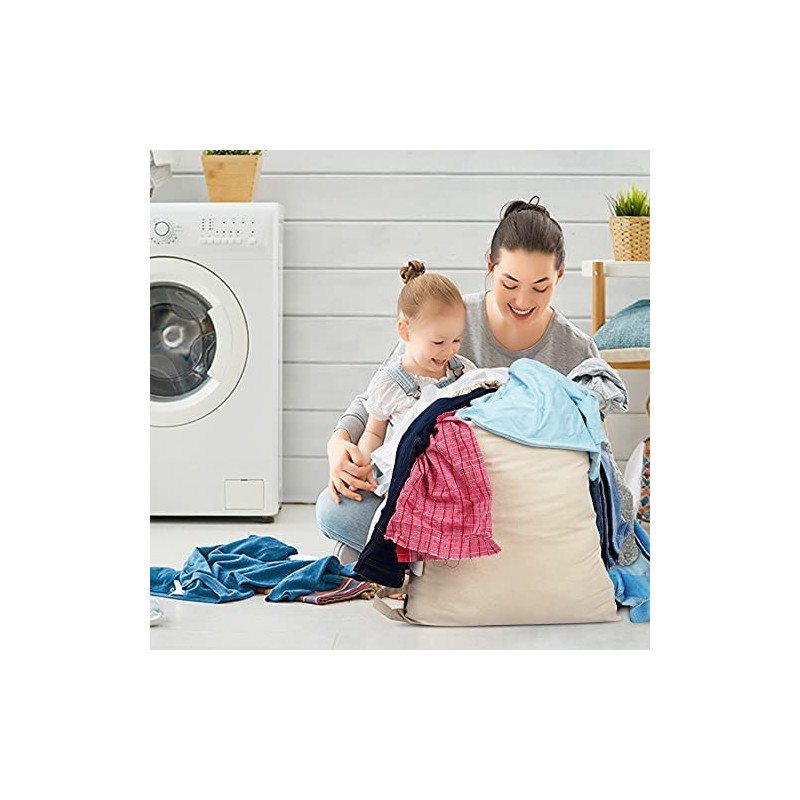 SweetNeedle Premium Canvas Laundry Bag with Shoulder Strap, 75x56 CM