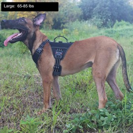 ICEFANG GN8 Tactical Dog Harness with 4X Metal Buckles for Large Sized Dogs,Reflective in Training Walking K9 Vest,No-Pull Front Leash Clip,Adjustable Pet Harness (Black, Large (Pack of 1))