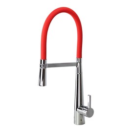 Transolid T3560-PC-RD Pull Down Kitchen Faucet, 7.9-in L x 2-in W x 21.1-in H, Polished Chrome/Red