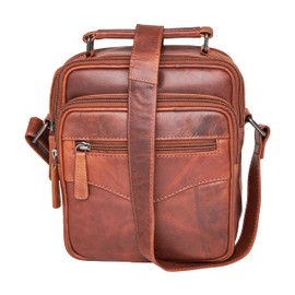 Lady Conceal Concealed Carry Logan Unisex Crossbody Bag (Cognac)