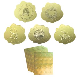 NYANDELMO ND-0238-R04-F-BOTANICAL-20 Sealing Wax Style Gift Seal, Plump Wax Seal Stickers, Botanical, 125 Sheets, Elegant, Stylish, Large Capacity
