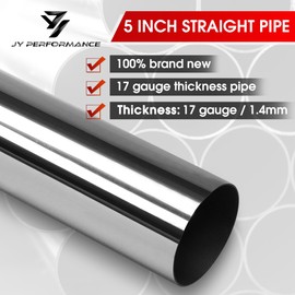 JY PERFORMANCE 5 Inch Straight DIY Custom Mandrel Exhaust Pipe Tube Pipe, 47.3 Inch Length, 5'' OD Mandrel Straight Pipe, T304 Stainless Steel, Universal Fitment - 17 Gauge