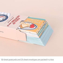 Monolike Mini Postcards Box Set - Paul Innutro Ver. 2, Postcards, Mini Postcard Fall in newtro ver.2, 50 Cards + 25 Envelopes, Beautiful Postcards, Rectangular Postcards and Design Verses