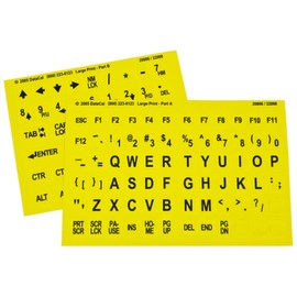 Large Print Key-Top Stickers - Black On Yellow Background, Non-Transparent Oversized Characters Keyboard Stickers for The Visually Impaired and Low Vision