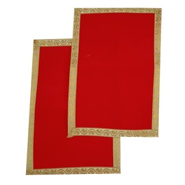 Purpledip Zari Border Puja Aasan - Juego de 2: Rich Feel Gaddi Chowki tapete para ídolos de Dios, tamaño mediano (12404C)