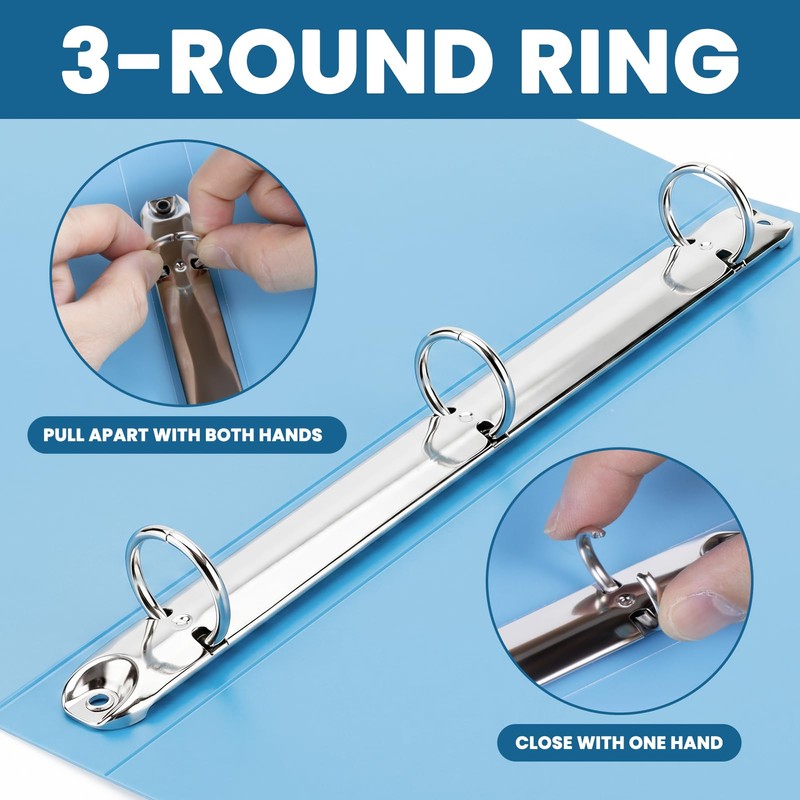 1 Inch Binders 3 Ring - 8 Pack, with Single