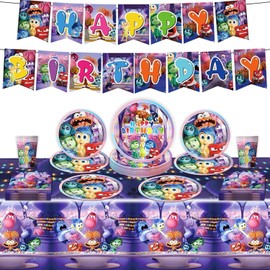 Inside Out Party Tableware Set, Inside Out Party Tableware Set Children, Decorative Birthday Party Tableware, Birthday Party Tableware (Purple)