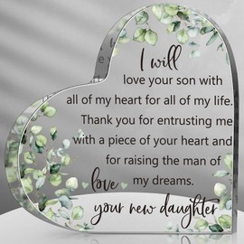 Gift for Mother of the Groom from Bride Mother of the Groom Gifts Wedding Gifts I Will Love Your Son with All My Heart for All My Life Decor Wedding Gifts for Mother of the Groom (Heart Eucalyptus)
