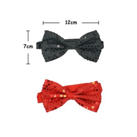 CHENGZI Plain Sequin Bow Tie Reflective Bow Tie Party Accessories Beads Inlay Accessories Performance Bow Tie, Red and black