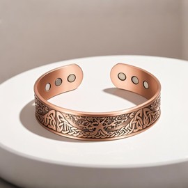 Copper Magnetic Bracelets and Rings, Copper Magnetic Bracelet and Copper Magnetic Ring for Men and Women, Adjustable Bracelet