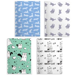 Cat Notebooks for Work, 4 Pcs A5(8.26x5.7inch) College Ruled Notebook Journal for Women, Cute Notepads Lined Journals for Writing, Cute Diary Stationary Cat Lover Gifts 12