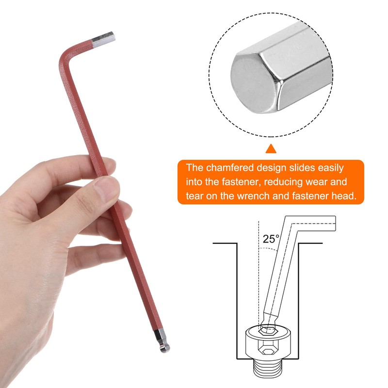 sourcing map Ball End Hex Key Wrench 1/4" S2 Steel