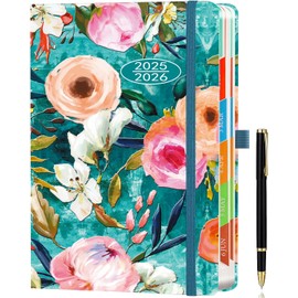 2025-2026 Academic A5 Diary Page a Day, from Aug 2025 - July 2026, Daily Planner Organizer with Month View, Colorful Monthly Tabs, Pen Set, Inner Pocket - (5.9" × 8.5") - Blue