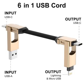 CHAFON 6in1ALL IN CHARGER Gold Multi Charging Cable Type-C/A