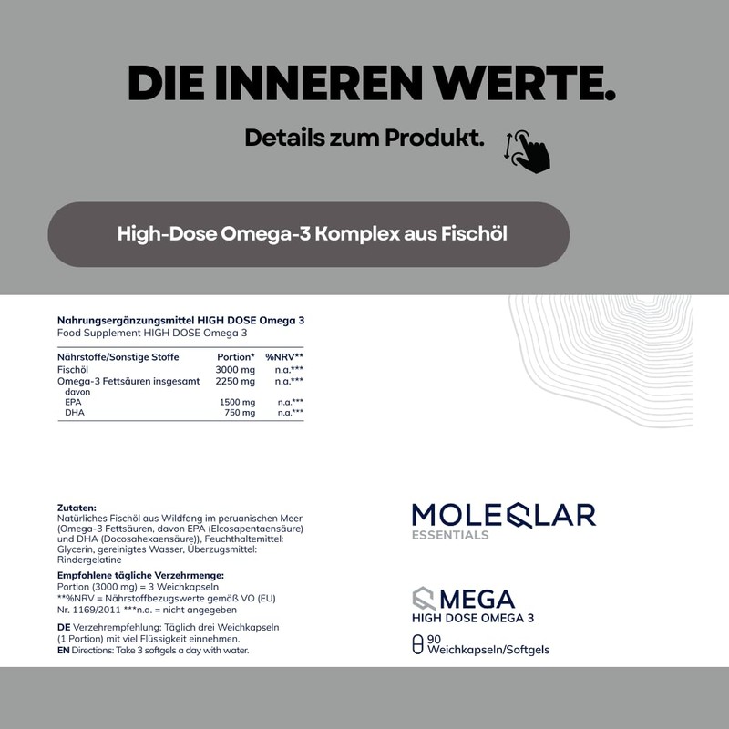 MoleQlar Omega 3 90 Capsules - High Dose with 1000
