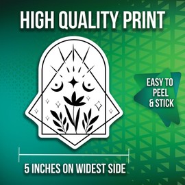 Minimalist Floral Stickers - Botanical Black and White Stickers - Aesthetic Plant Art Stickers - 2 Pack - 5" On Longest Side - Made in USA - PLDFS4611