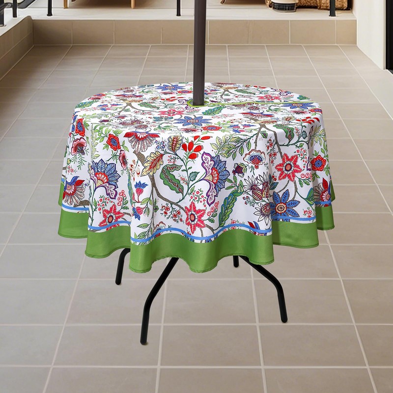 SUQ I OME Outdoor Patio Tablecloth with Umbrella Hole,Garden Tablecloth