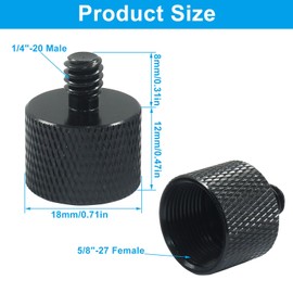 Waziaqoc 4 Pcs Mic Stand Adapter, 5/8 Female to 1/4 Male Thread Camera Tripod Adapter for Microphone Mounts and Stands (Black)