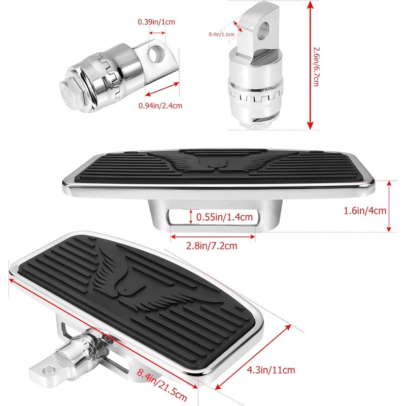 Adjustable Motorcycle Floorboards Rear Passenger Foot Pegs Footboard Pedals Compatible