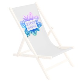 Ferocity Replacement Fabric Cover 131 x 44 cm Interchangeable Deck Chair Fabric Cover 100% Polyester for Wooden Deck Chair Folding Deck Chair Summer Paradise Motif [119]