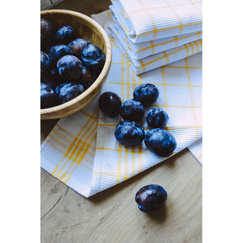 ZOLLNER Set of 5 Tea Towels with Waffle Pattern, Cotton,