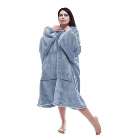 Miss Mila®|Oversized Wearable Blanket Hoodie, Ultra Soft All-Season Flannel Sweatshirt Blanket with Kangaroo Pocket, One Size Fits All, Warm Gift for Women Men Teens,Spring Lake