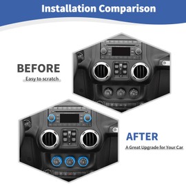 JOSHELA for Jeep JK Radio Audio AC Knob Cover Trim Ring for Jeep Wrangler JK 2011-2017 for Compass 2010-2016 for Patriot 2011-2016 Light Blue Interior Accessories 5pcs