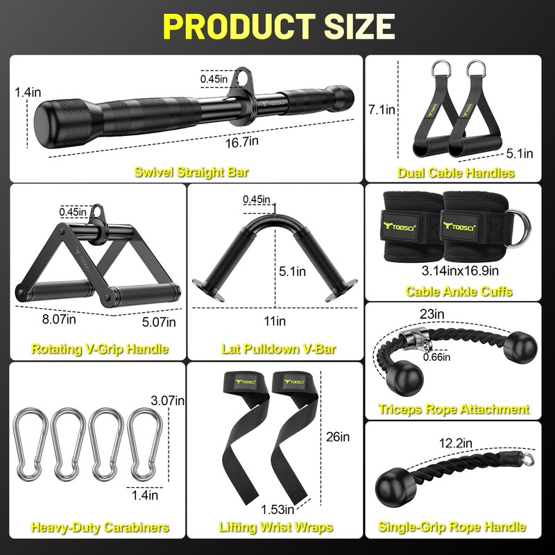 Cable Attachments for Gym, LAT Pulldown & Cable Machine Attachment