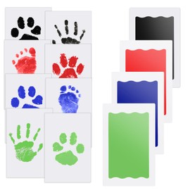 4 Pieces Footprint Baby Nabance Handprint Baby Clean Touch Paw Print Set Dog Baby Footprint Set Footprints Baby Does Not Come into Contact with Colour for Baby Shower Family Gift 0-6 Months