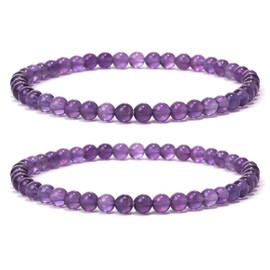 Landorilo 4 mm Stretch Bracelet Made of Real Natural Stone Beads, Healing Stone Bracelet, Yoga Bracelet for Women, Men, Lucky Bracelet, Friendship Bracelet, Replacement Beads Included, Stone