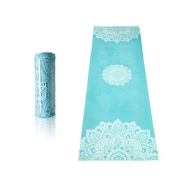 Yoga Design Lab Yoga Towel, Microfiber Yoga Rug, Yoga Mat Size/Mandala Turquoise