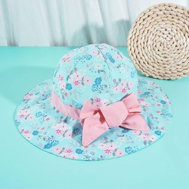 Girls' Sun Hat Kids Adjustable Hat with Wide Brim Sun Protection Summer UPF 50 for Baby Infant Child Toddler Wide Brim Beach Cap, blue
