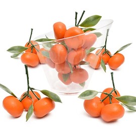 Hagao Fake Mini Tangerine Orange Artificial Fruit Simulation Fake Lifelike for Home Party Kitchen Festival Decoration 6 pcs