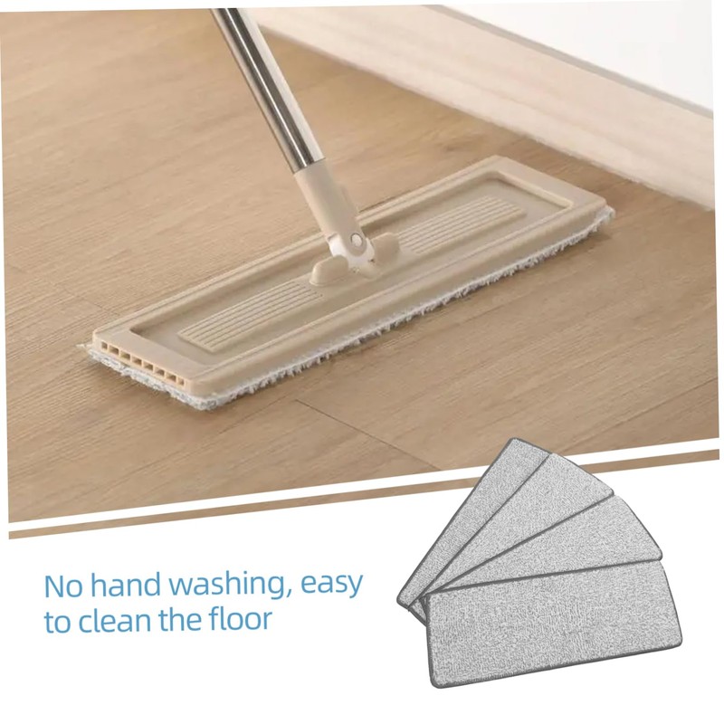 FOMIYES 12x33cm Microfiber Mop Pads Replacement Set 4pcs Grey Flat