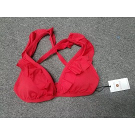 Shade & Shore Halter Bralette Top w/ Ruffle, Red, XS, NWT, SHIPS FREE