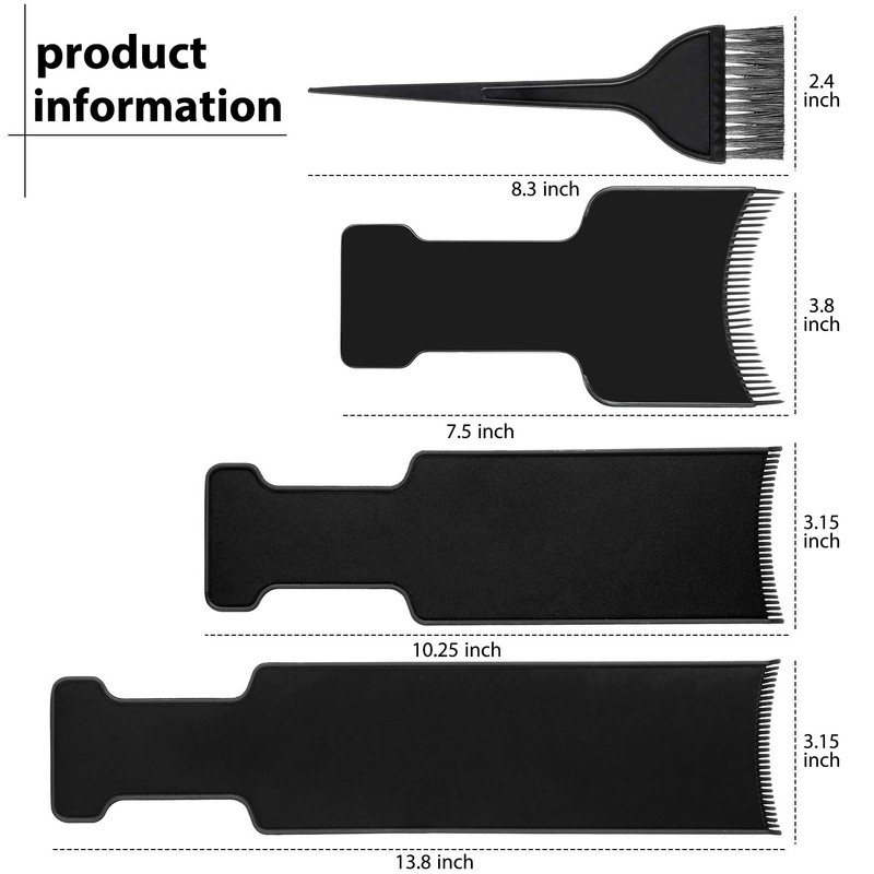 4 Pieces Balayage Highlighting Board with Teeth Hair Dye Paddle