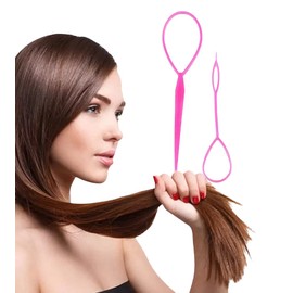 Set of 2 Hair Twister Bun or Topsytail Styling in Seconds, Female Hairstyle Aid Set Including Video Tutorial (Pink)