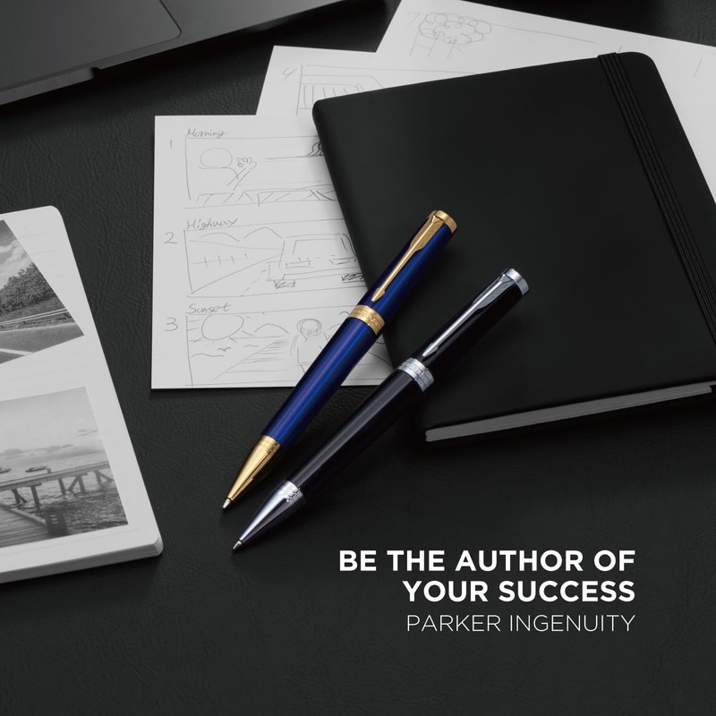 Parker Ballpoint Pen Ingenuity Dark Blue GT, Medium Point, Oil-Based,