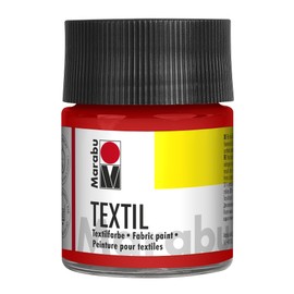 Marabu 17160005232 Textile Fabric Paint for Light Fabrics, Red 50 ml, Water-based Printing Ink, Washable up to 60°C, Iron or Oven Fixation