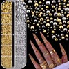 ONPRESS 1Box/12Girds 3D Mixed Sizes Nail Charms Gold Silver Mini