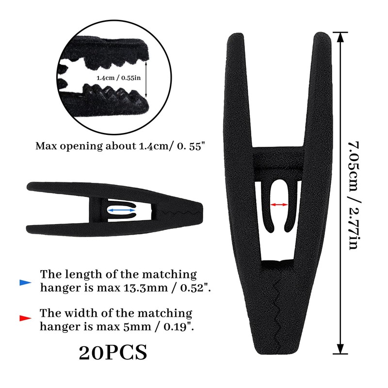 Andiker 20 Pack Velvet Hanger Clips Set, Finger Pants Clips
