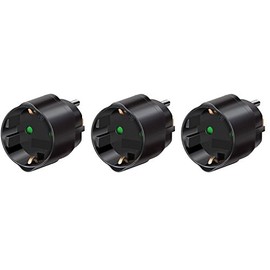 3 Adaptor Brennenstuhl Travel Plug Adaptor Socket Adaptor for USA Socket and Euro Plug Colour: Black
