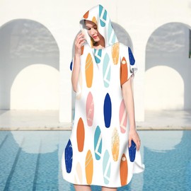 Abia Jaeia Oversized Surf Poncho Changing Robe - Quick-Drying Microfiber Towel with Hood & Pocket, Water-Resistant, Perfect for Beach, Pool, Surfing, & Outdoor Sports Adults Women Men